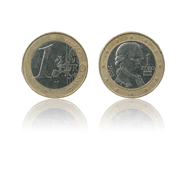 Moeda União Europeia Moeda Eur Euro Isolada Sobre Fundo Branco — Fotografia de Stock