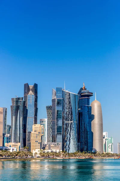 Doha Katar Január 2018 West Bay City Skyline Egy Gyönyörű — Stock Fotó