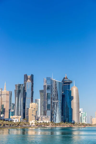 Doha Katar Január 2018 West Bay City Skyline Egy Gyönyörű — Stock Fotó