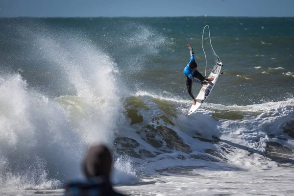 Peniche Portugalsko 25Th Říjen 2017 Surfař Surfování Vlně Během Světové — Stock fotografie