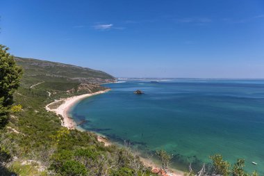 Arrabida, Alentejo Portekiz muhteşem mavi su Beach'de