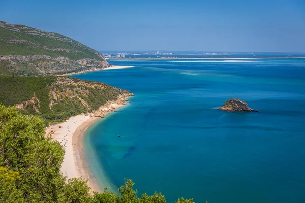 Úžasné Modré Vody Pláže Arrabida Alentejo Portugalsku — Stock fotografie