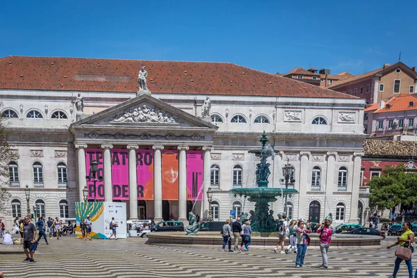 Lisboa Portugal Mai 2018 Turister Lokalbefolkning Går Rossio Boulevard Sentrum – stockfoto