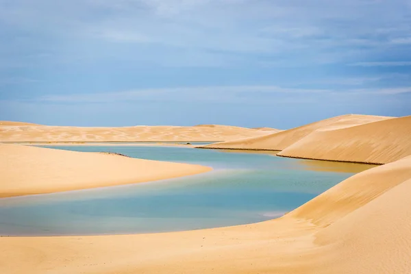 Blue Natural Pool Unique Lencois Maranhenses National Park Brasil — Stock Photo, Image