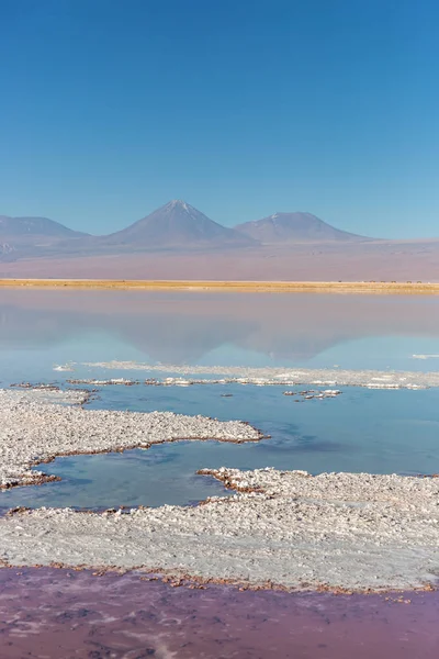 Salzsee Salar Der Atacama Wüste Chile Südamerika Vulkan Hintergrund — Stockfoto