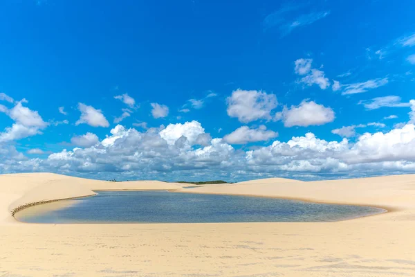 Freshwater Lagoons Middle White Sand Desert Clouds Sky — Stock Photo, Image