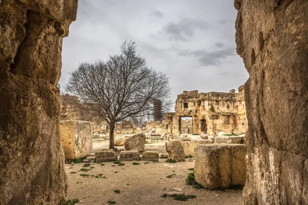 Dramática Vista Las Ruinas Roma Líbano Balbek Patrimonio Unesco —  Fotos de Stock