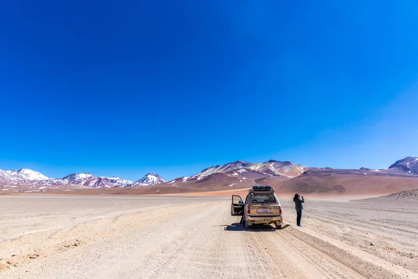 Andes Bolivie Oct 2017 Parking Camions 4X4 Milieu Incroyable Paysage — Photo