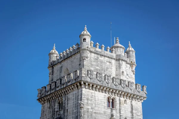 Belem Portugalsko Může 2018 Turistické Dívali Oknem Belémská Věž Modré — Stock fotografie