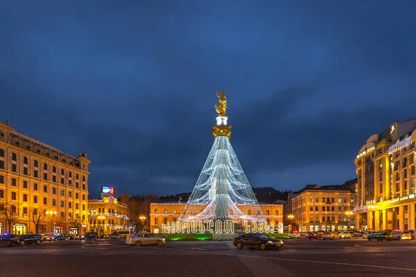 Tbilisi Georgien Jan 2018 Jul Inredda Avenue Med Bilar Runt — Stockfoto