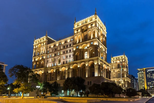 Baku Azerbaijan Oktober 2018 Das Regierungshaus Von Baku Der Nacht — Stockfoto