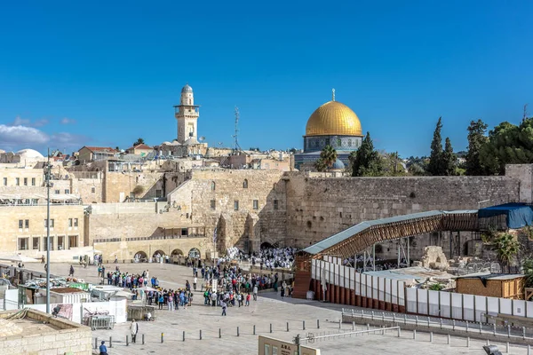 Jerusalén Israel Octubre 2018 Muralla Ciudad Jerusalén Día Cielo Azul —  Fotos de Stock