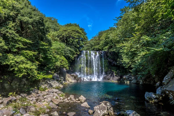 Cascade Dans Île Jeju Site Patrimoine Unesco Corée Sud — Photo