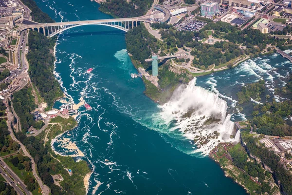 Vista Aérea Super Niagara Cai Lado Canadense Dia Quente Verão — Fotografia de Stock