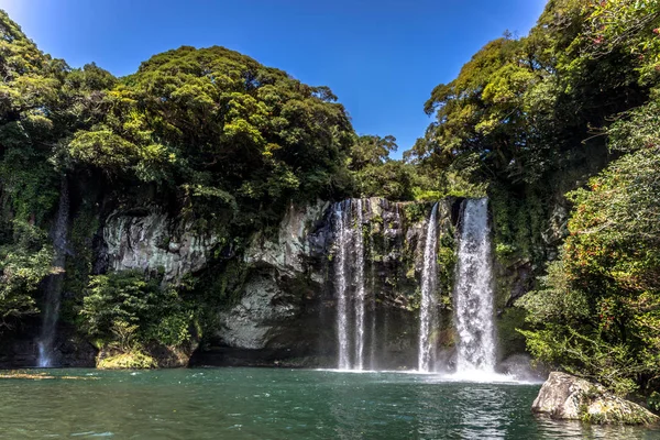 Waterfall Island Jeju South Korea Blue Sky Day — Stock Photo, Image