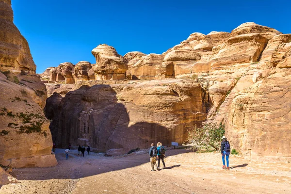 Petra Jordanië Feb 2018 Toeristen Invoeren Van Heritage Site Van — Stockfoto