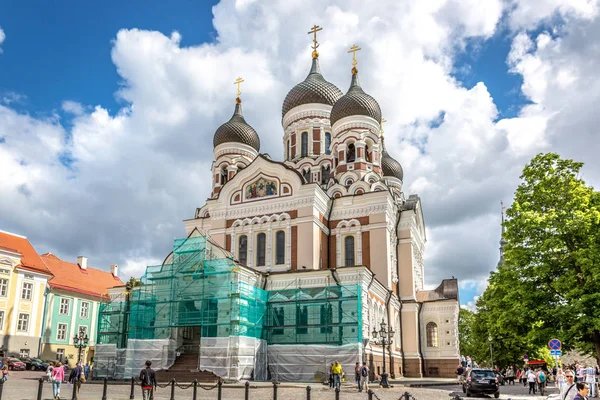 Tallin Estonia June 24Th 2018 Alexander Nevsky Cathedral Being Construction — Stock Photo, Image