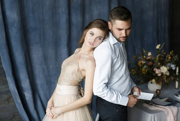 Sensual Hermoso Retrato Pareja Boda Elegante Pareja Boda Tiro Para — Foto de Stock