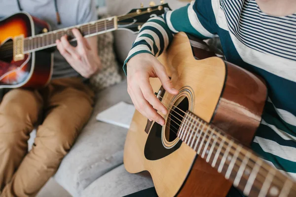 Вчимося Грати Гітарі Музична Освіта Позакласні Уроки — стокове фото