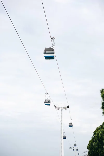 Funicular or ropeway and public transport through gulf or river or channel in Lisbon in Portugal. — Stock Photo, Image