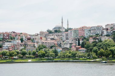 Güzel evler ve cami Istanbul Boğaziçi'nin taraftan Türkiye'de ' bir manzarası