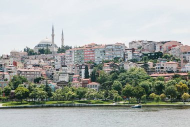 Güzel evler ve cami Istanbul Boğaziçi'nin taraftan Türkiye'de ' bir manzarası
