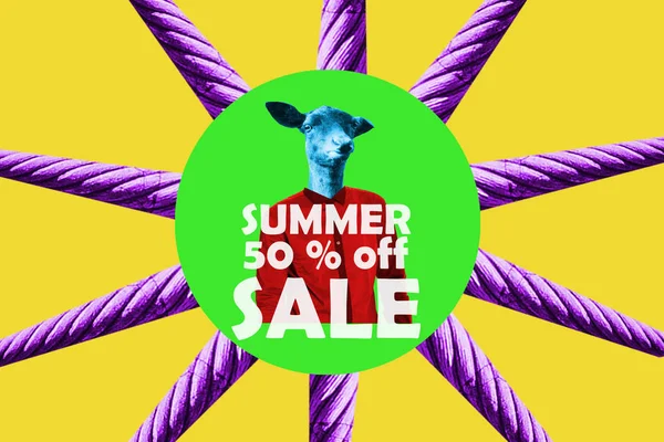 En kreativ illustration av en sommar-REA eller en ovanlig idé om en försäljning i en surrealistisk stil — Stockfoto