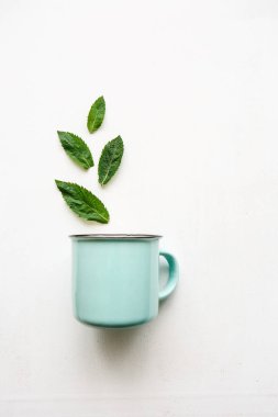 Bir kavram veya bir yararlı içki veya bitkisel veya yeşil çay anlamına gelir yaratıcı bir fikir. Kupa sinek yapraklarından