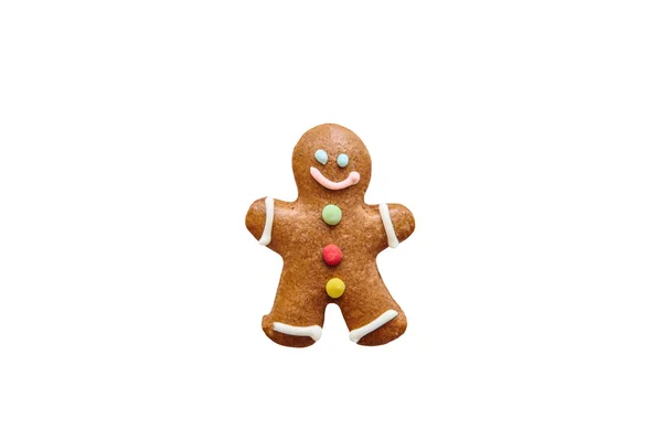 Gember kerstkoekjes in de vorm van gember mannetje geïsoleerd op witte achtergrond. — Stockfoto