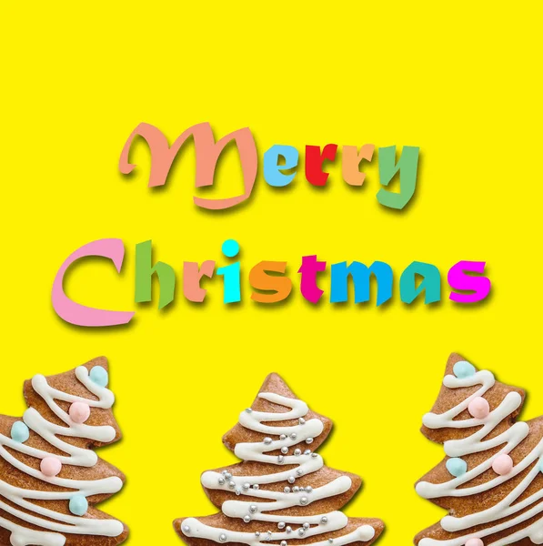 Vánoční přání nebo design s nápisem Veselé Vánoce — Stock fotografie