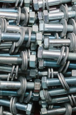 Cıvata sabitleme için bir sürü Close-up.