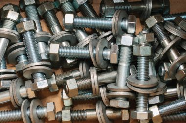 Cıvata sabitleme için bir sürü Close-up.