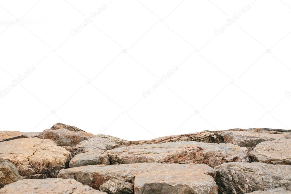 Brown landscape stones isolated on white background.