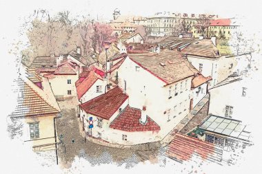 resimde. Prag'da geleneksel antik mimari.