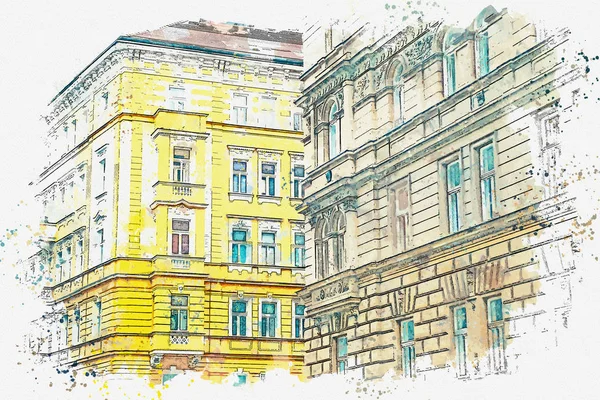 Illustratie. Traditionele oude architectuur in Praag. — Stockfoto