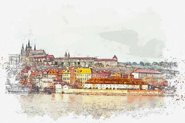 Illustrazione di una splendida vista di Praga . — Foto Stock