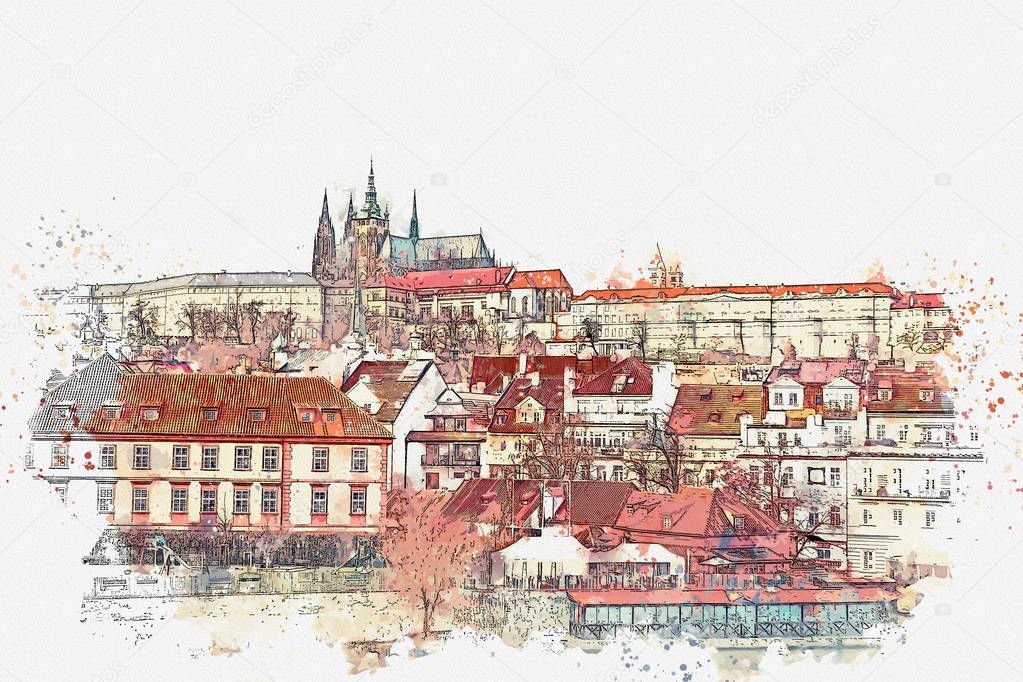 illustration of a beautiful view of Prague.