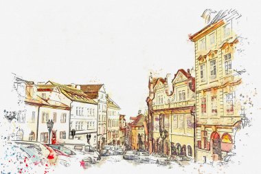 resimde. Prag'da geleneksel antik mimari.