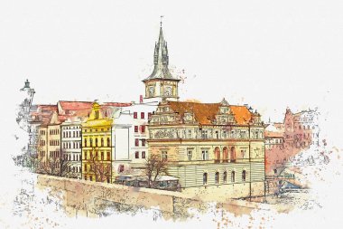 resimde. Prag'da geleneksel antik mimari.