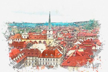 resimde. Prag'da geleneksel antik mimari.