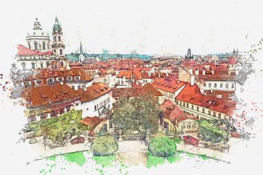 resimde. Prag'da geleneksel antik mimari.