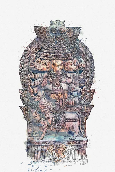 Illustration Gud Ganesha är en elefant som uppfyller önskningar. — Stockfoto