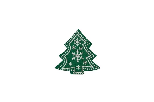 Pequeño árbol de Navidad de madera aislado sobre fondo blanco — Foto de Stock