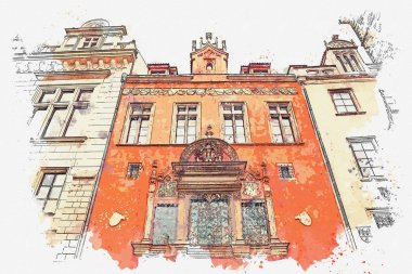 resimde. Prag'da geleneksel antik mimari.