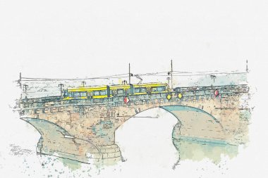 Dresden geleneksel bir tramvay çizimi.