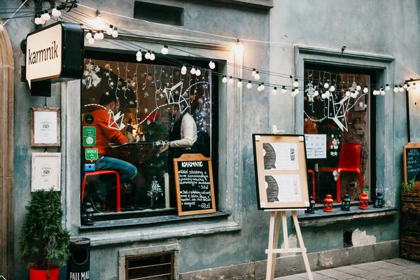 クリスマス スタイルで装飾されたカフェ. — ストック写真