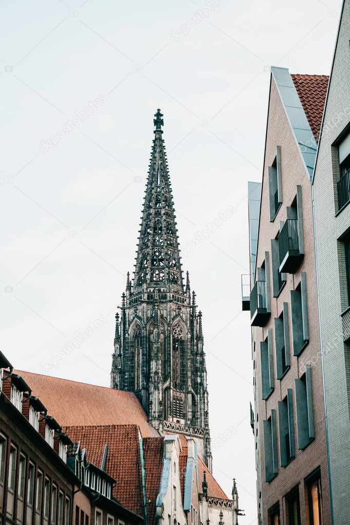 View of the Lamberti church in Muenster in Germany.