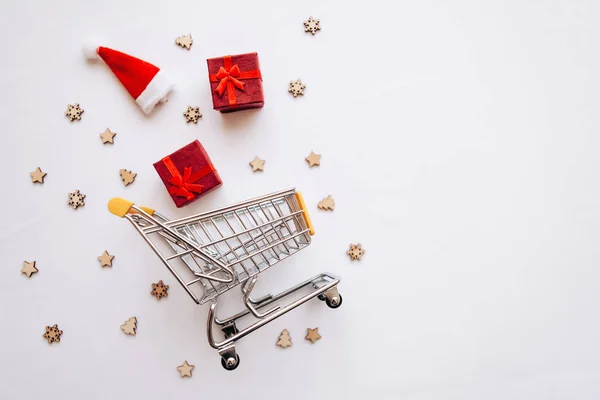 Photo Conceptuelle Des Ventes Noël Des Achats Cadeaux Préparer Pour — Photo