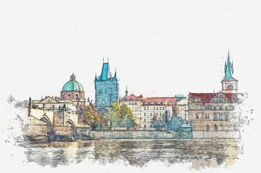 resimde. Prag'da geleneksel antik mimari.