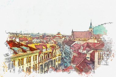 resimde. Prag'da geleneksel antik mimari.